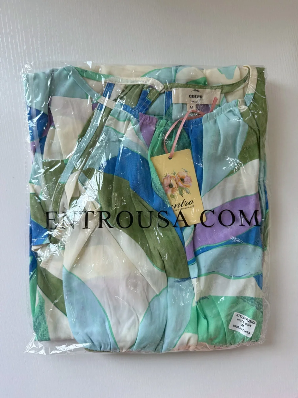 Entro | Paloma Abstract Tropical Vacation Vibes Blue Purple Jumpsuit New Medium